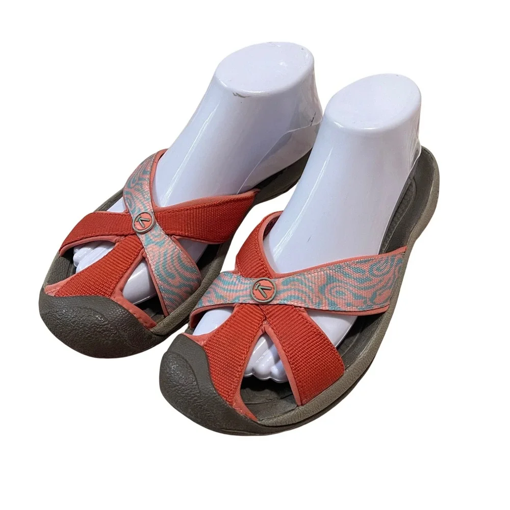Keen Women 7.5/38 Bali Sandal Pink Orange Blue Sandal Toe Protecting Flip Flop